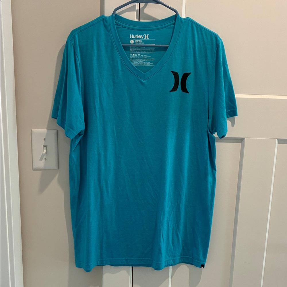 Hurley Teal V-Neck Short Sleeve Men’s Tee